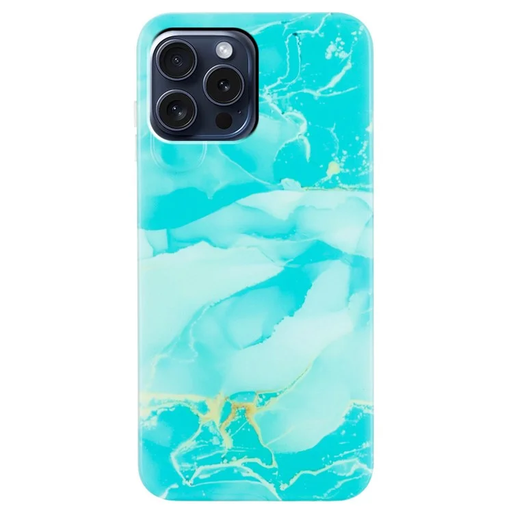 Para iPhone 16 Pro Case Soft TPU Phone Cover Marble Pattern Printing - Green