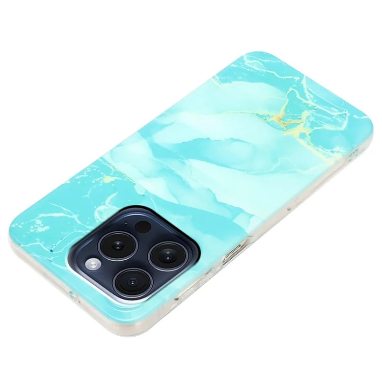 Para iPhone 16 Pro Case Soft TPU Phone Cover Marble Pattern Printing - Green