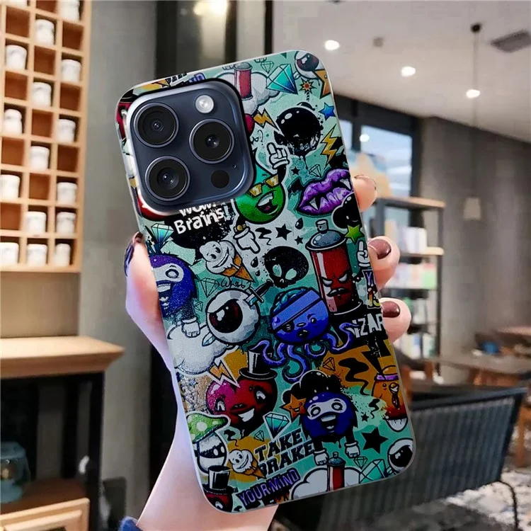 Para iPhone 16 Pro Max Case Pattern Printing Cell Phone TPU Back Cover - Garbage