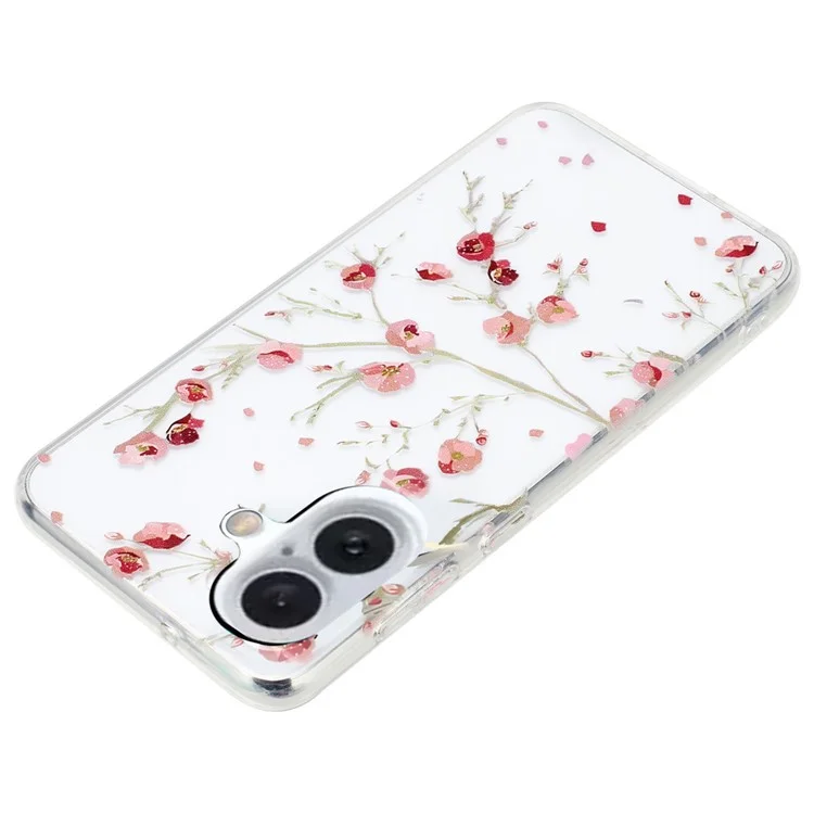 For iPhone 16 Plus Case Soft TPU Phone Back Cover Pattern Printing - Flower