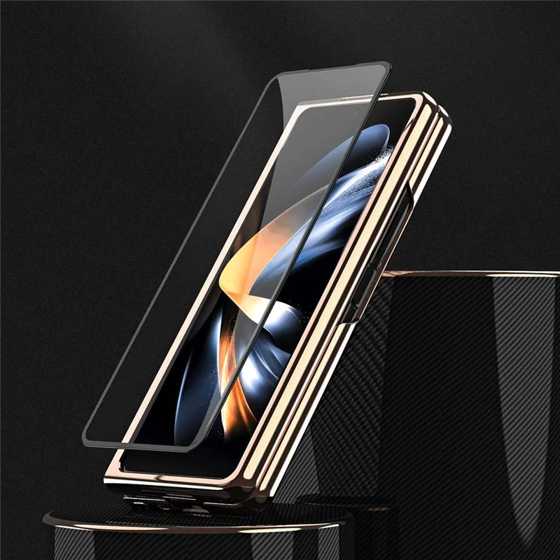 Per Samsung Galaxy Z Fold6 5G Case V-Shape Pattern Kickstand PC Phone Cover - Nero