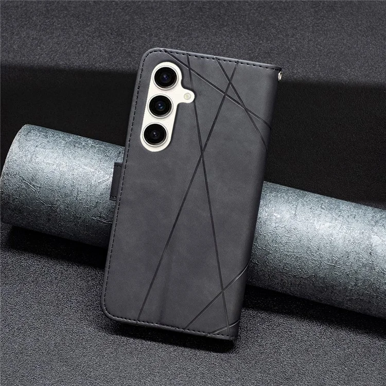 BINFEN COLOR BF05 для Samsung Galaxy M35 5G Wallet Case Geometry Leather Phone Cover - Чёрный