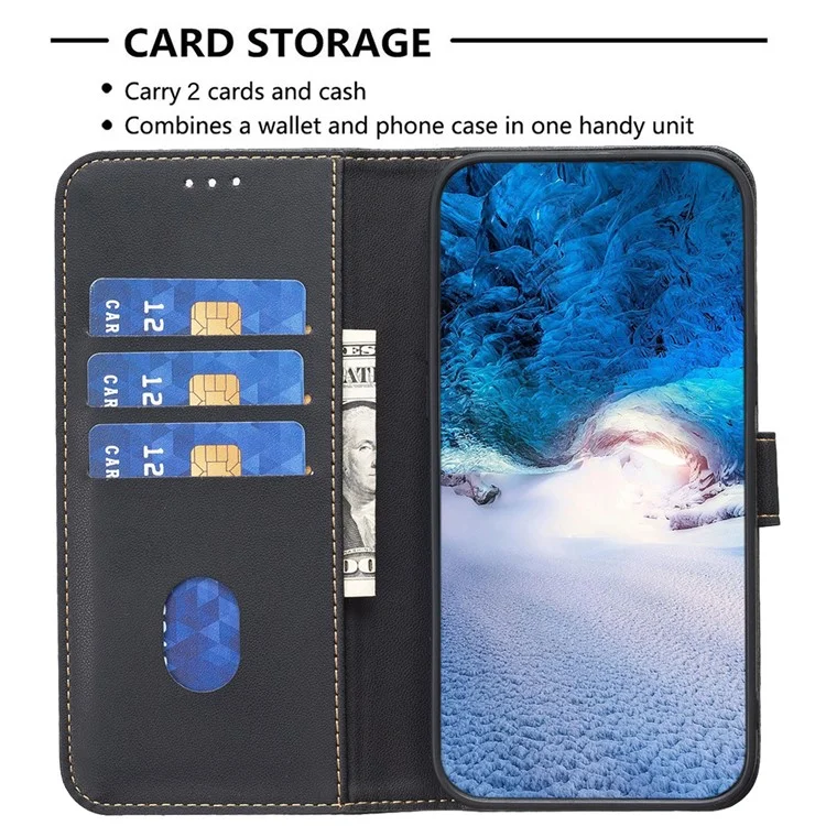 BINFEN COLOR BF17 Para Motorola Edge 50 Fusion 5G Capa Carteira Slots para Cartões Capa de Telefone de Couro - Preto