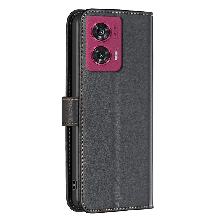 BINFEN COLOR BF17 Para Motorola Edge 50 Fusion 5G Capa Carteira Slots para Cartões Capa de Telefone de Couro - Preto
