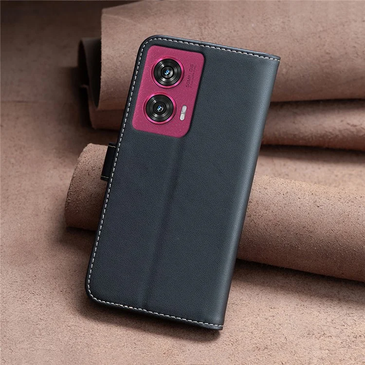 BINFEN COLOR BF17 Para Motorola Edge 50 Fusion 5G Capa Carteira Slots para Cartões Capa de Telefone de Couro - Preto