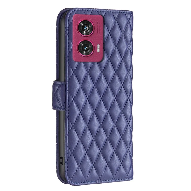 BINFEN COLOR BF Style-14 For Motorola Edge 50 Fusion 5G Leather Case Rhombus Phone Cover - Blue