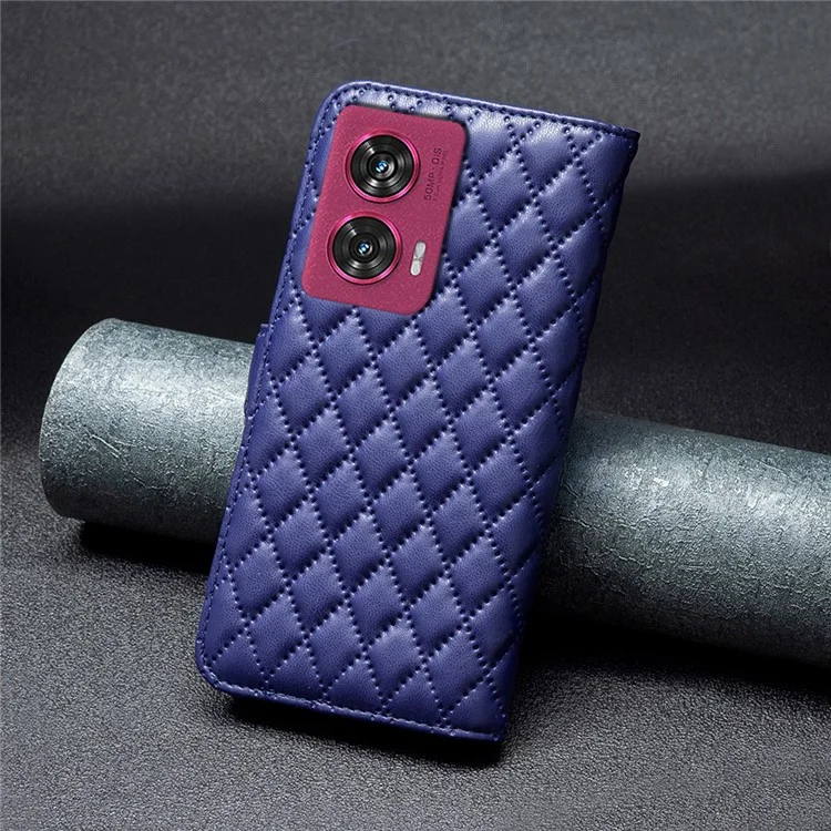 BINFEN COLOR BF Style-14 For Motorola Edge 50 Fusion 5G Leather Case Rhombus Phone Cover - Blue