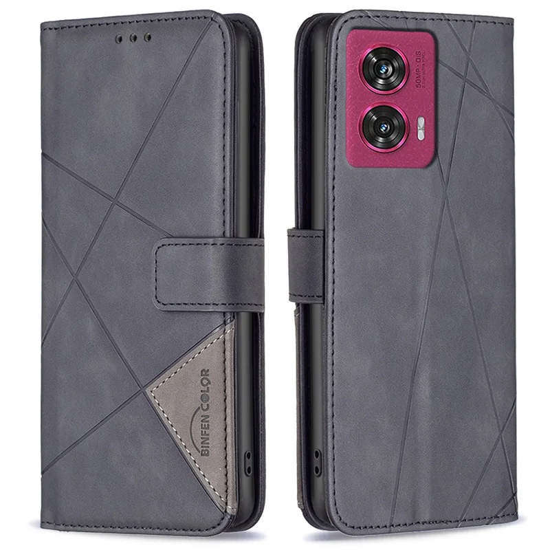 BINFEN COLOR BF05 Para Motorola Edge 50 Fusion 5G Capa de Telefone Capa de Couro - Preto