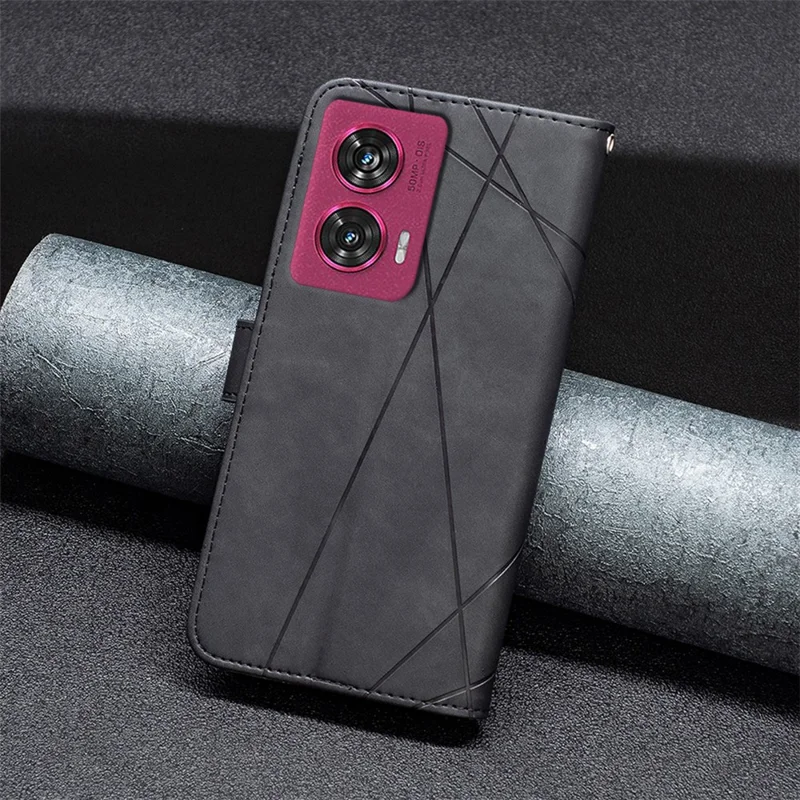 BINFEN COLOR BF05 Para Motorola Edge 50 Fusion 5G Capa de Telefone Capa de Couro - Preto
