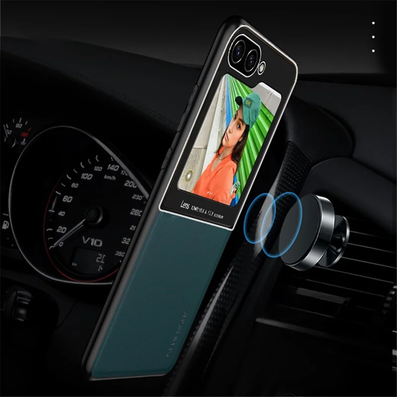 For Samsung Galaxy Z Flip7 FE 5G / Z Flip6 5G Case Leather Back Cover with Rear Small Screen Protector - Orange
