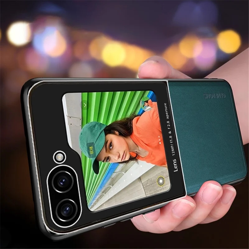 For Samsung Galaxy Z Flip7 FE 5G / Z Flip6 5G Case Leather Back Cover with Rear Small Screen Protector - Orange