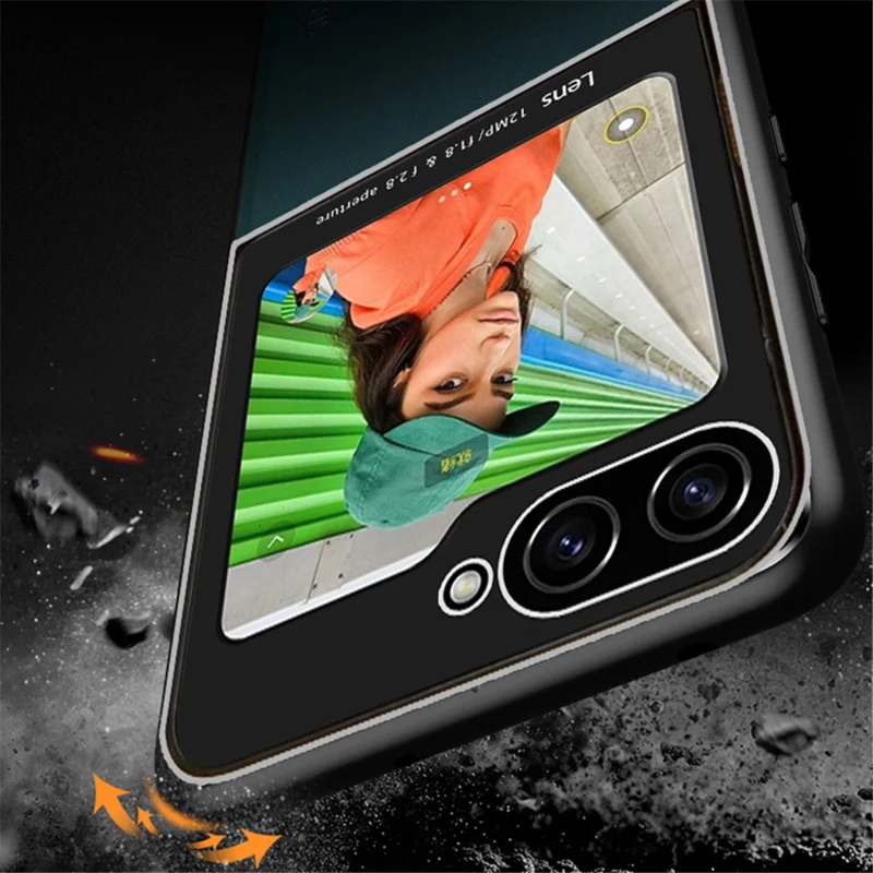 For Samsung Galaxy Z Flip7 FE 5G / Z Flip6 5G Case Leather Back Cover with Rear Small Screen Protector - Orange