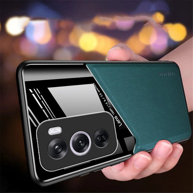For Oppo Reno12 Pro 5G (Global) Case Leather Coating Phone Cover Camera Protection - Green