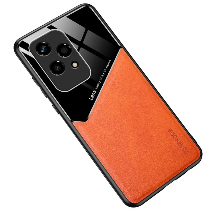 Чехол для Honor 200 Lite из кожи, с прочной пластиковой задней панелью, точными вырезами и ударозащитной функцией - оранжевый