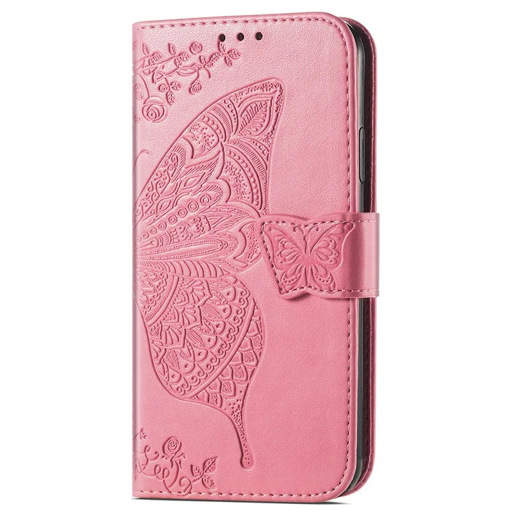 For Honor 200 Pro 5G Case Wallet PU Leder Handyhülle Bedruckt Schmetterling Blume - Pink