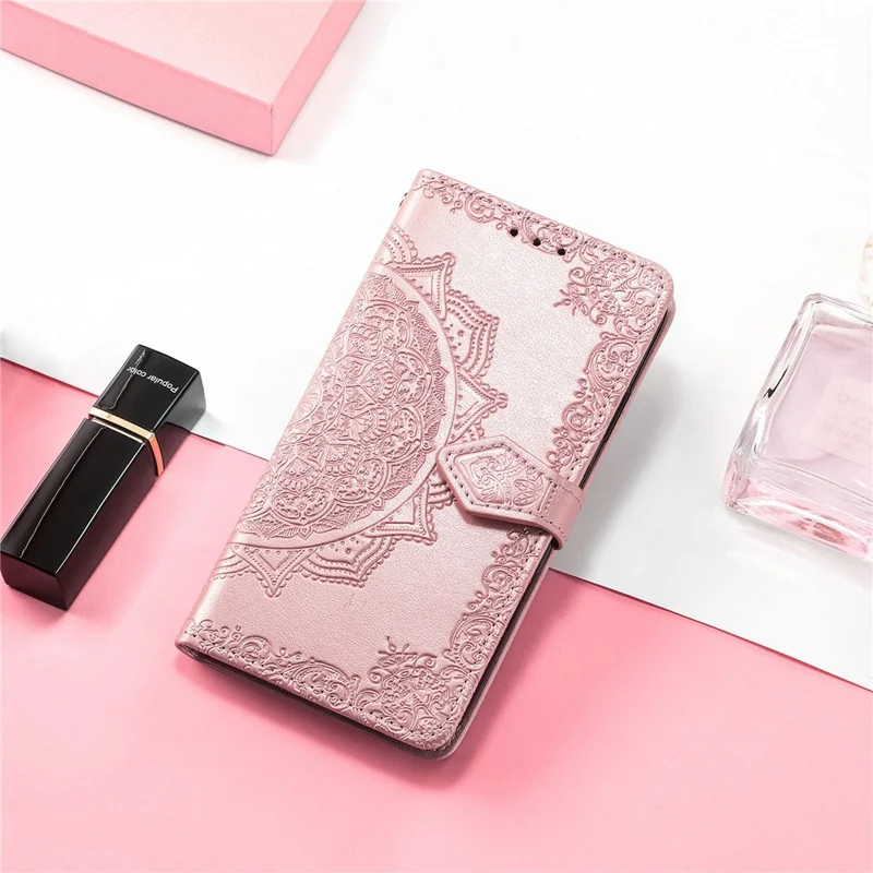 For Honor 90 Lite 5G Case Embossed Mandala Leather Phone Cover Magnetic Flip Wallet - Rose Gold