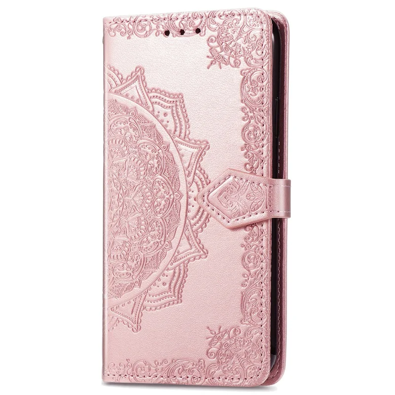 For Honor 90 Lite 5G Case Embossed Mandala Leather Phone Cover Magnetic Flip Wallet - Rose Gold