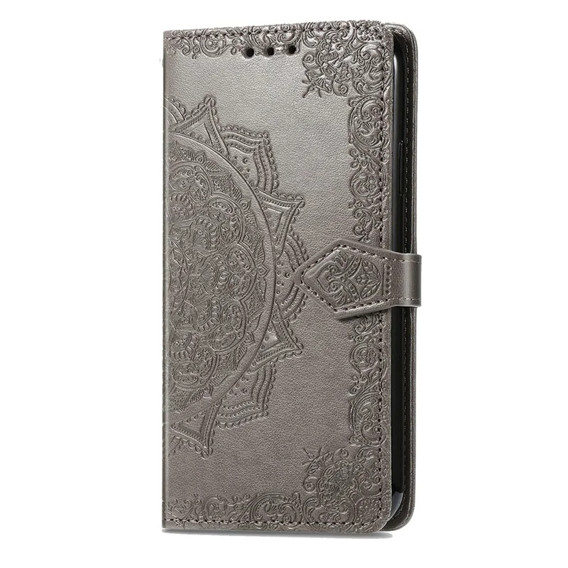 For Honor 200 Pro 5G Case Embossed Mandala Leather Phone Cover Magnetic Flip Wallet - Grey
