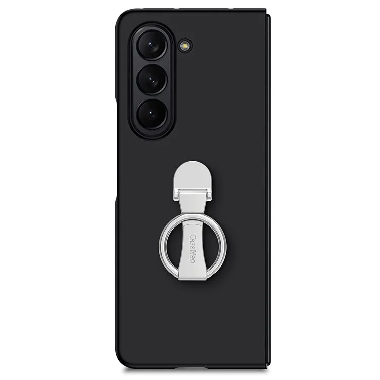Para Samsung Galaxy Z Fold6 5G Capa Suporte de Anel PC Cover com Película de Vidro Temperado - Preto