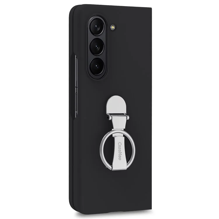 Para Samsung Galaxy Z Fold6 5G Capa Suporte de Anel PC Cover com Película de Vidro Temperado - Preto