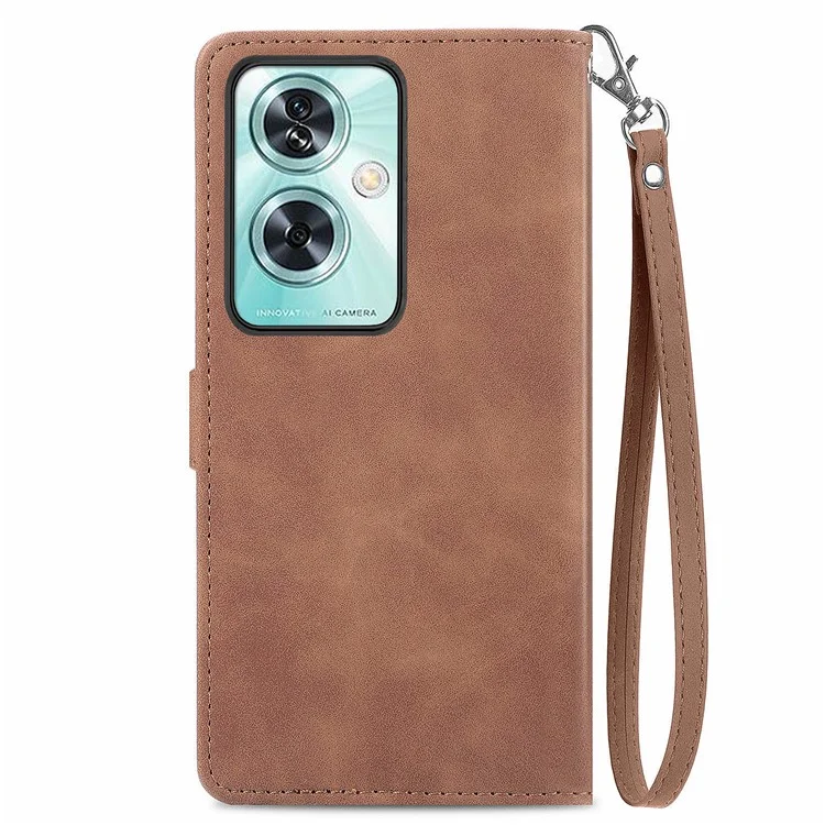 Para o Caso do OnePlus Nord N30 SE 5G Capa de Telefone em Couro com Estampa Floral e Bolso para Dinheiro - Marrom