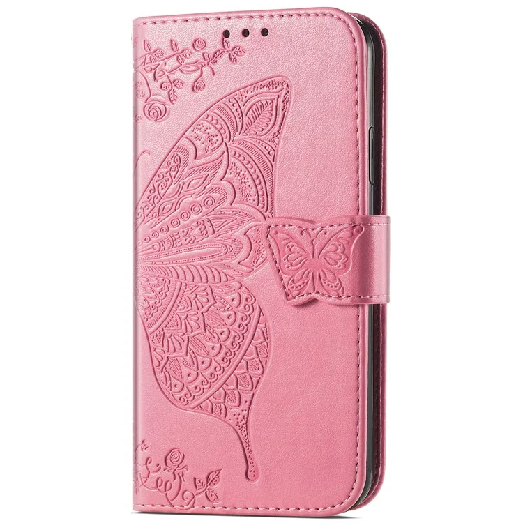 Per Google Pixel 8a Case Butterfly Leather Wallet Stand Phone Cover - Pink
