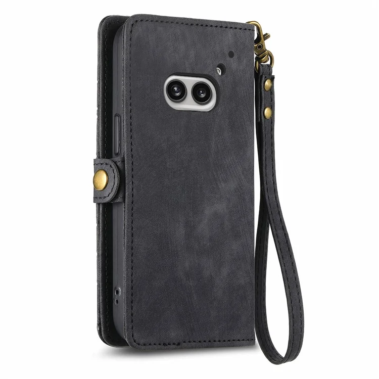 Pour le téléphone Rien (2a) Plus / Étui pour téléphone (2a) Portefeuille Zipper PU Leather Geometry Phone Cover - Noir