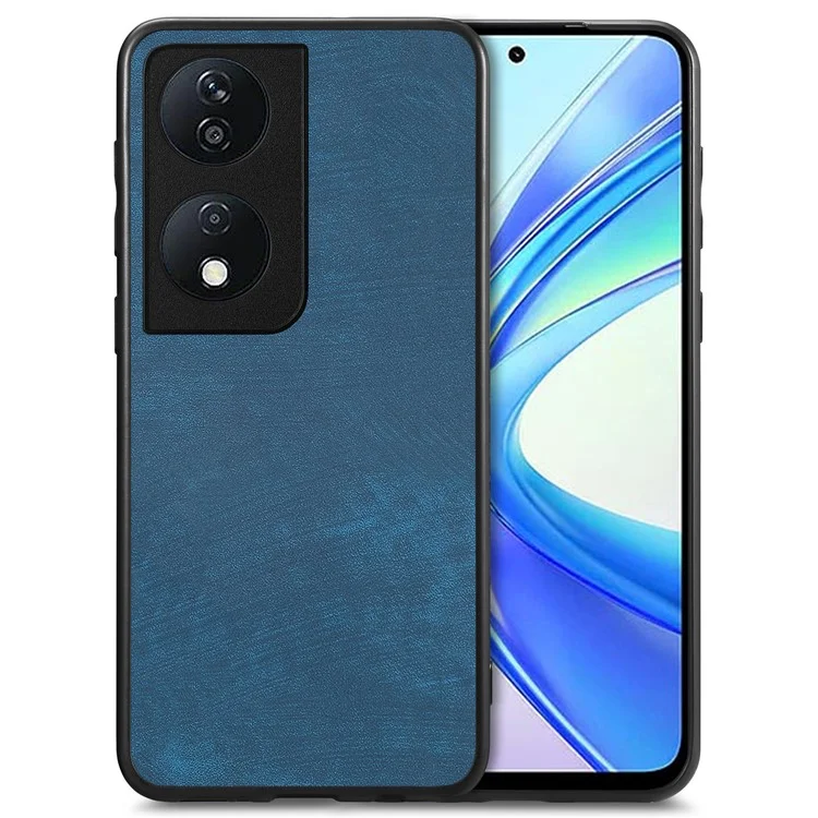 For Honor 90 Smart / X7b 4G Case Retro Slim Fit PU Leather Phone Back Cover - Blue