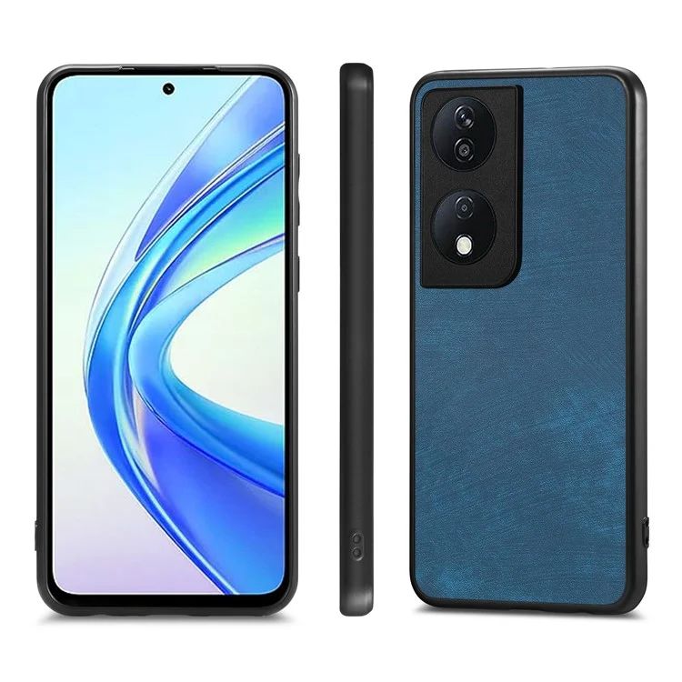 For Honor 90 Smart / X7b 4G Case Retro Slim Fit PU Leather Phone Back Cover - Blue