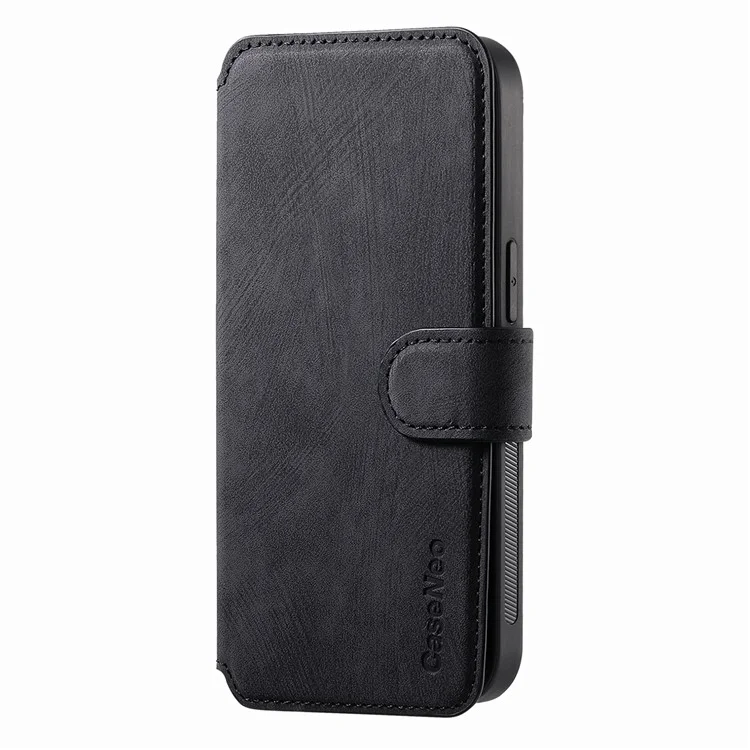 For iPhone 15 Pro Magnetic Case CASENEO Detachable Leather Phone Wallet Cover - Black