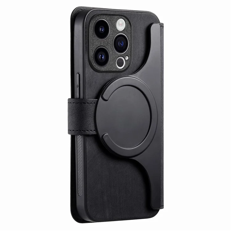 For iPhone 15 Pro Magnetic Case CASENEO Detachable Leather Phone Wallet Cover - Black