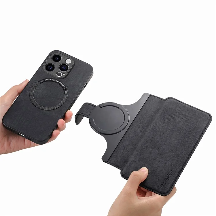 For iPhone 15 Pro Magnetic Case CASENEO Detachable Leather Phone Wallet Cover - Black