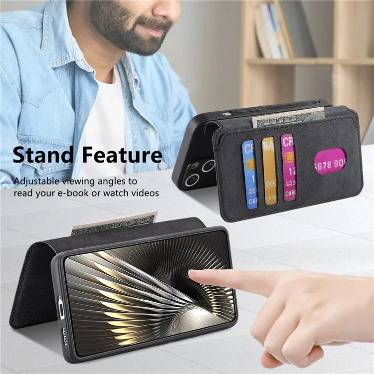 For Xiaomi Redmi Turbo 3 5G / Poco F6 5G Magnetic Case CASENEO Detachable Leather Phone Wallet Cover - Black