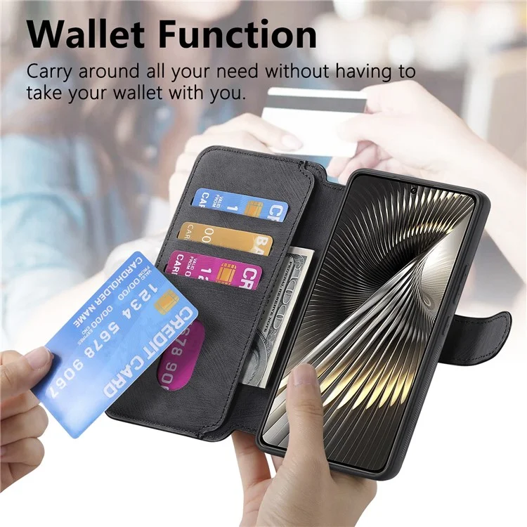 For Xiaomi Redmi Turbo 3 5G / Poco F6 5G Magnetic Case CASENEO Detachable Leather Phone Wallet Cover - Black
