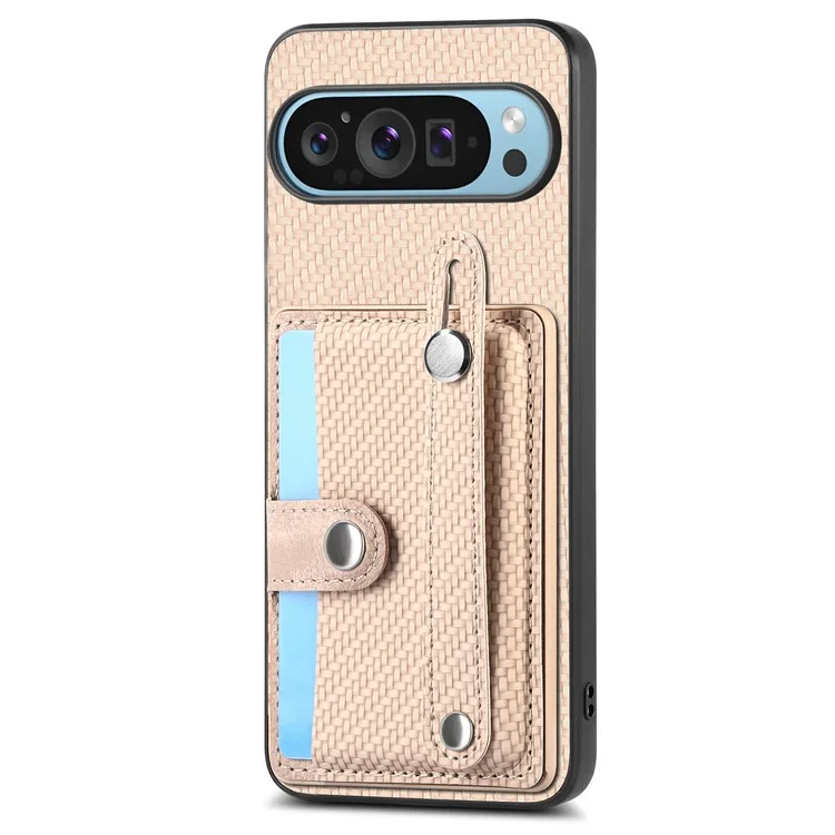 C1-01 Hülle für Google Pixel 9 Kartenhalter Ständer PU-Leder Rückseite Handyhülle - Khaki