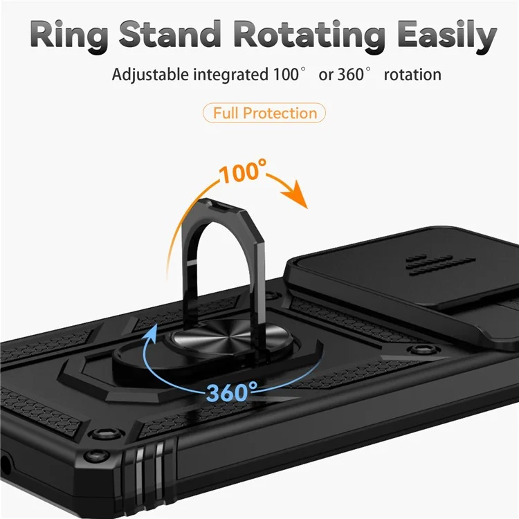 Para Xiaomi Redmi Note 13 Pro 4G / Poco M6 Pro 4G Funda Mejorada Protección de Lente PC + TPU Cubierta de Teléfono Soporte - Negro