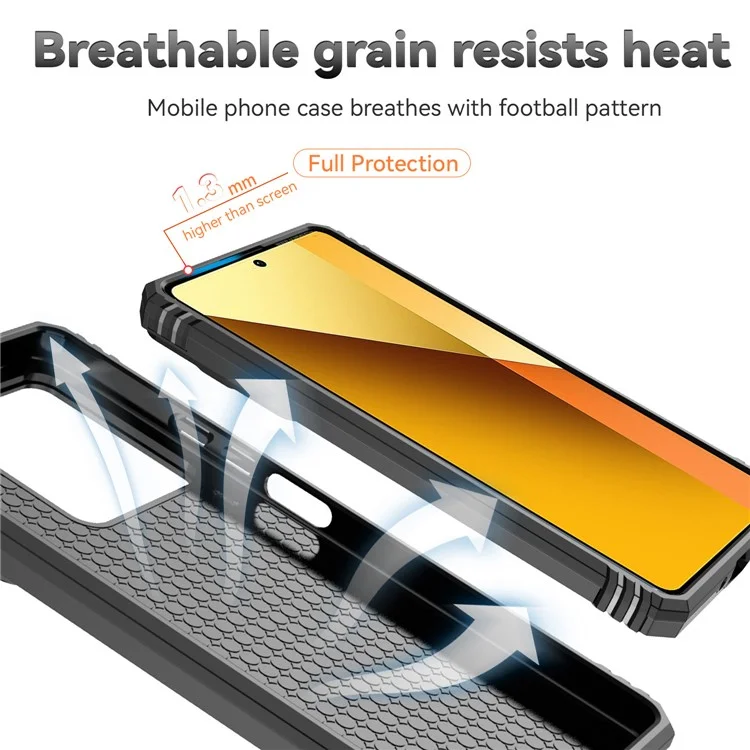 Für Xiaomi Redmi Note 13 5G Case Car Mount Kickstand PC + TPU-Handyhülle mit Schiebeobjektivschutz - Schwarz
