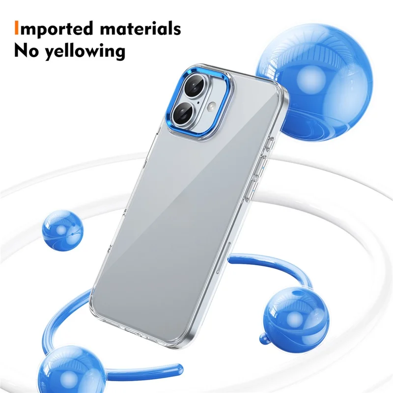 For iPhone 16 Clear Phone Case Hard PC Anti-Scratch Mobile Phone Back Cover - Blue