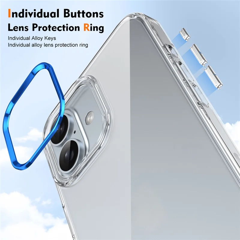 For iPhone 16 Clear Phone Case Hard PC Anti-Scratch Mobile Phone Back Cover - Blue