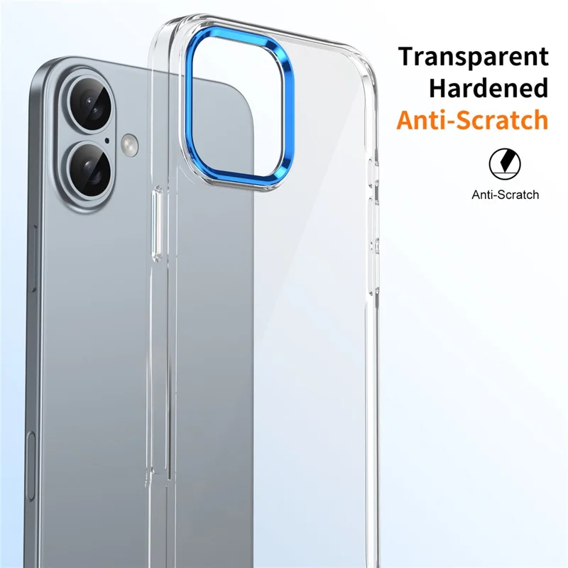 For iPhone 16 Clear Phone Case Hard PC Anti-Scratch Mobile Phone Back Cover - Blue