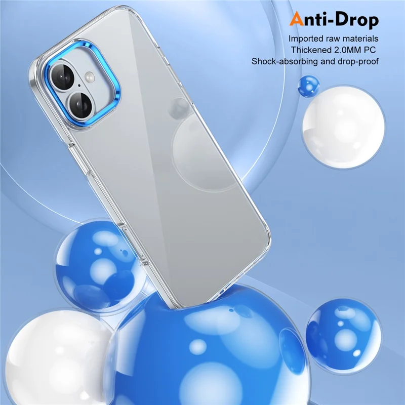 For iPhone 16 Clear Phone Case Hard PC Anti-Scratch Mobile Phone Back Cover - Blue
