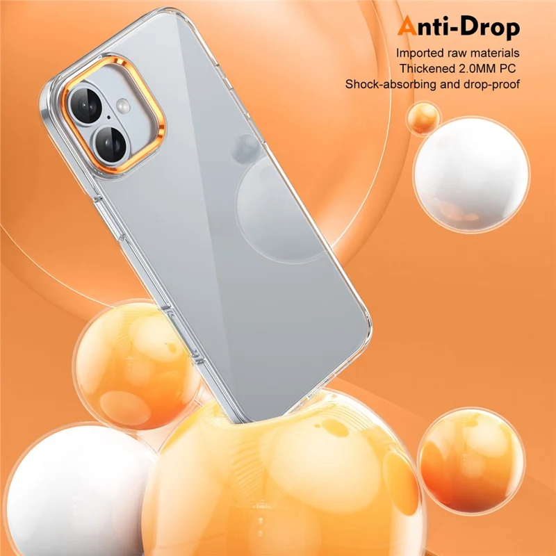 For iPhone 16 Plus Clear Phone Case Hard PC Anti-Scratch Mobile Phone Back Cover - Orange