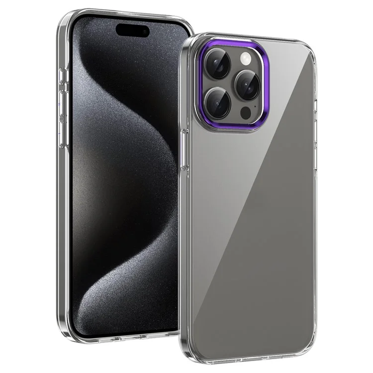 Für iPhone 15 Pro Clear Phone Case Hard PC Anti-Scratch Mobile Phone Back Cover - Violett