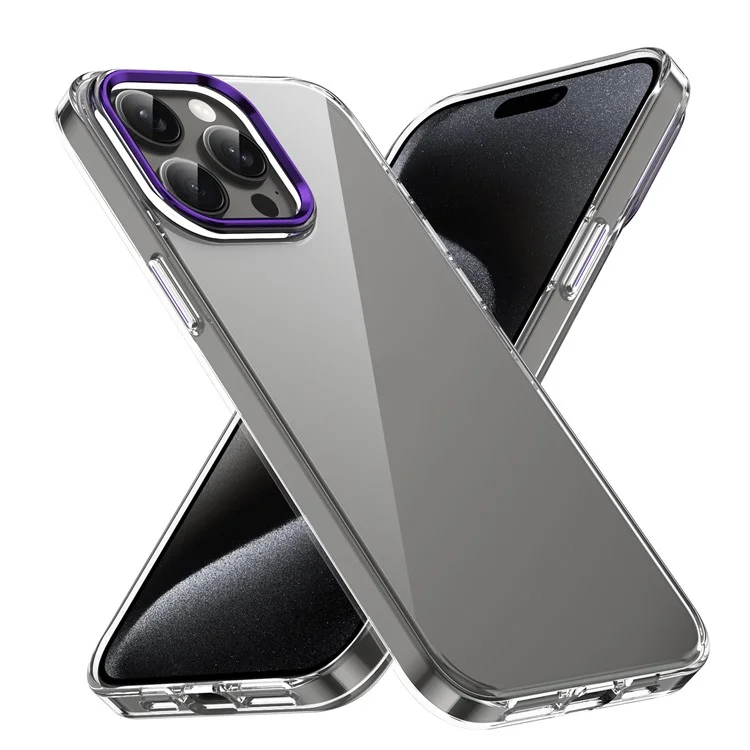 Für iPhone 15 Pro Clear Phone Case Hard PC Anti-Scratch Mobile Phone Back Cover - Violett