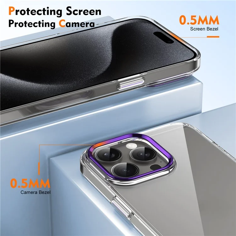 Für iPhone 15 Pro Clear Phone Case Hard PC Anti-Scratch Mobile Phone Back Cover - Violett