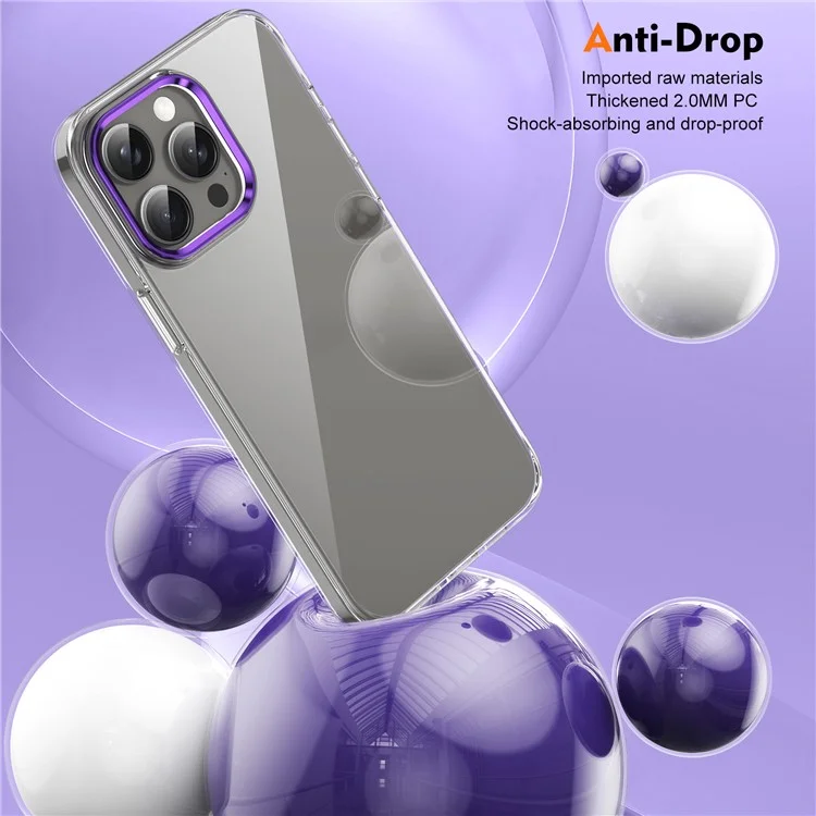 Für iPhone 15 Pro Clear Phone Case Hard PC Anti-Scratch Mobile Phone Back Cover - Violett