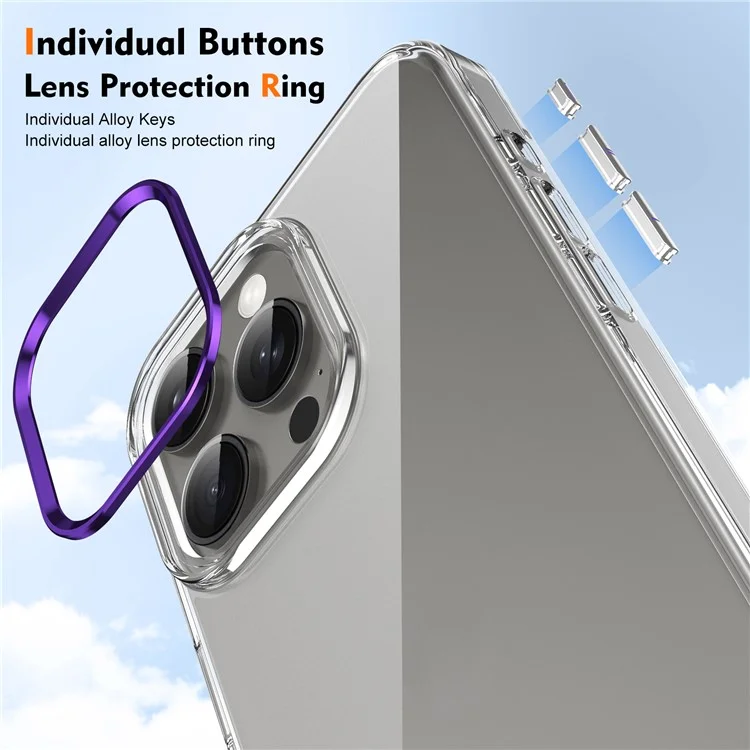 Für iPhone 15 Pro Clear Phone Case Hard PC Anti-Scratch Mobile Phone Back Cover - Violett