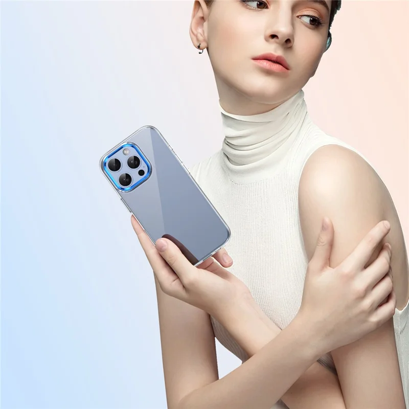 Funda rígida de PC antirayazos para iPhone 16 Pro Clear Phone Case - Azul