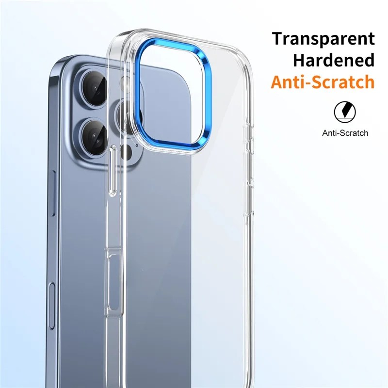Funda rígida de PC antirayazos para iPhone 16 Pro Clear Phone Case - Azul