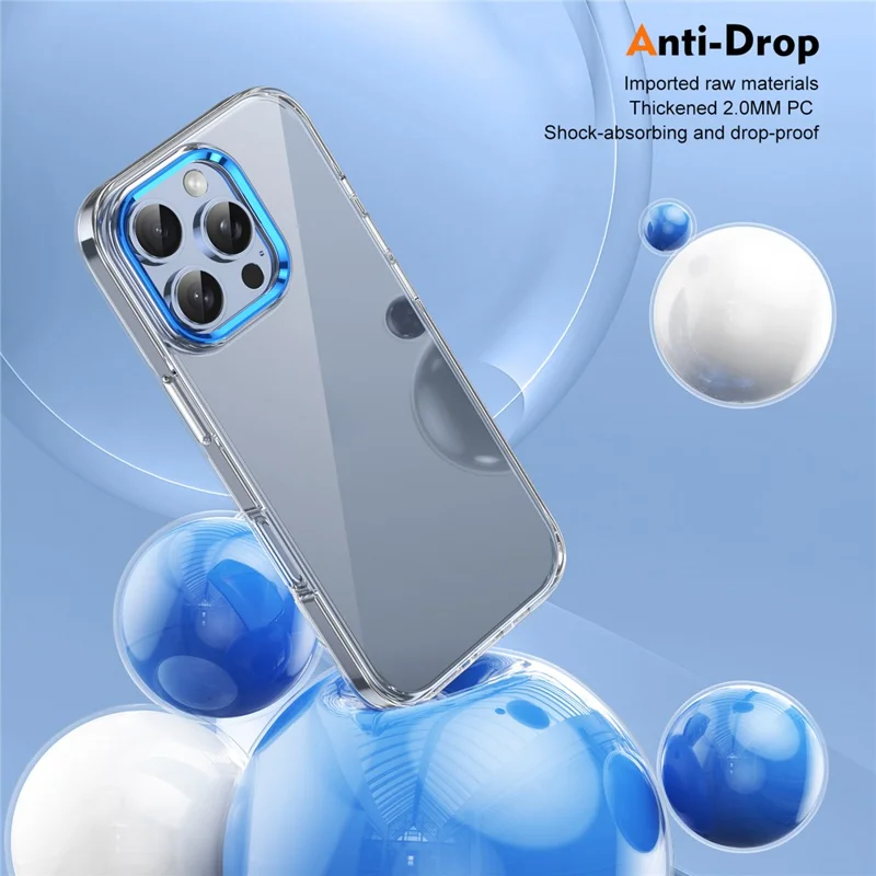 Funda rígida de PC antirayazos para iPhone 16 Pro Clear Phone Case - Azul